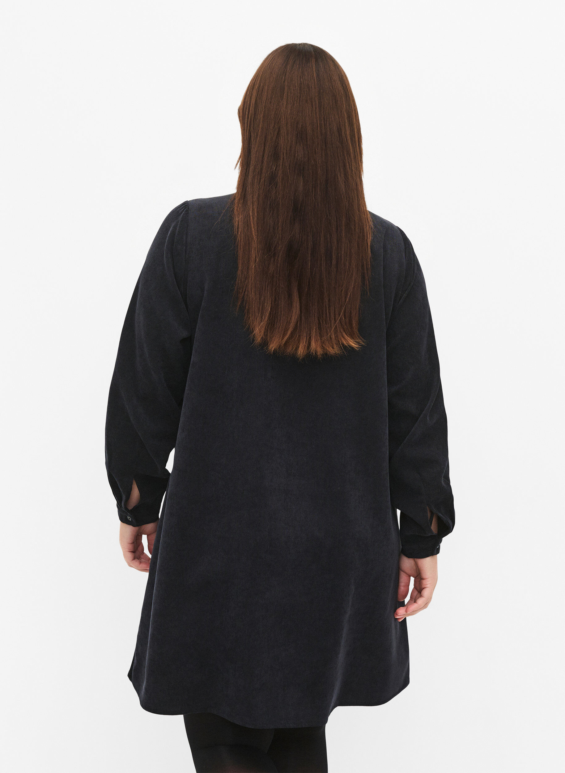 ZizziSamettimekko vetoketjulla ja 3/4-pituisilla hihoilla, Musta, Model image number 2
