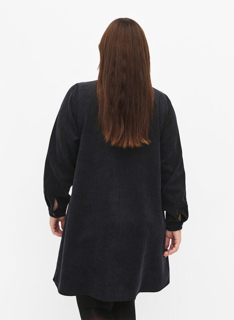 Samettimekko vetoketjulla ja 3/4-pituisilla hihoilla, Musta, Model image number 2