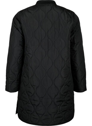 Pitkä topattu takki taskuilla ja vetoketjuilla, Black, Packshot image number 1