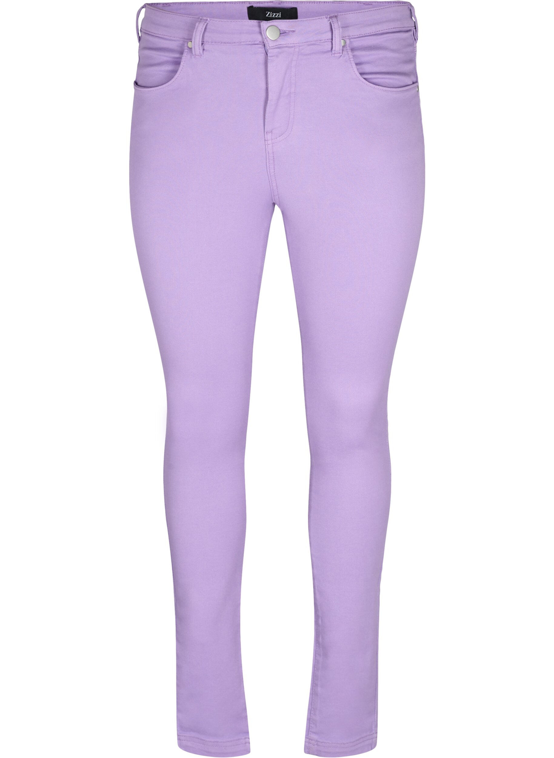 Zizzi Korkeavy&ouml;t&auml;r&ouml;iset super slim fit Amy-farkut, Chalk Violet, Packshot image number 0
