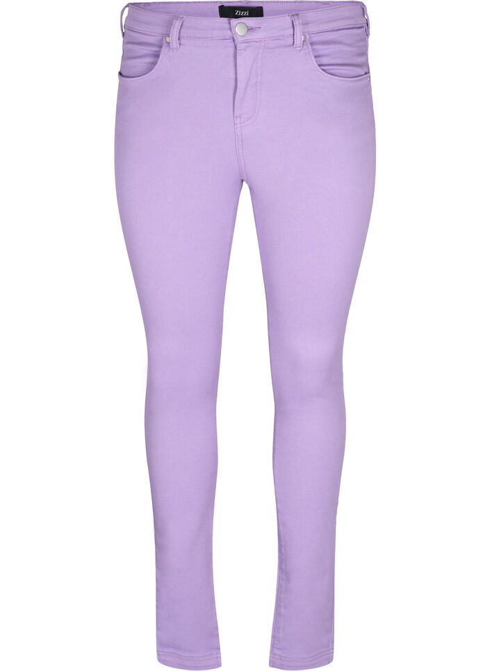 Korkeavyötäröiset super slim fit Amy-farkut, Chalk Violet, Packshot image number 0