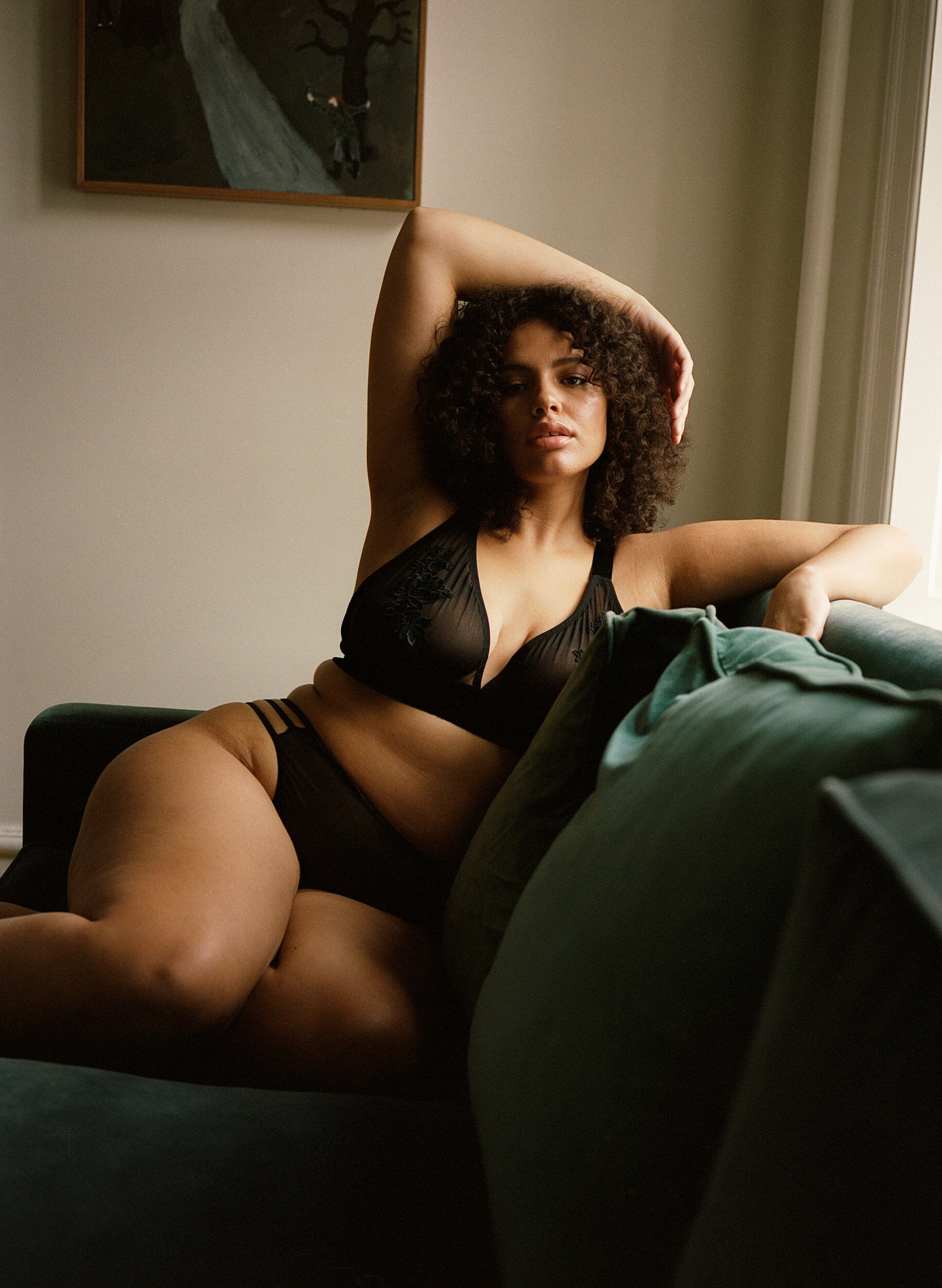 Zizzi Mesh-rintaliivit velour- ja pitsikankaalla, Black, Image image number 0