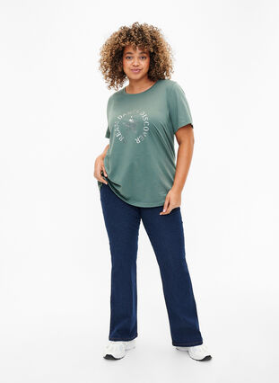 FLASH – kuviollinen t-paita, Balsam Green Star, Model image number 2