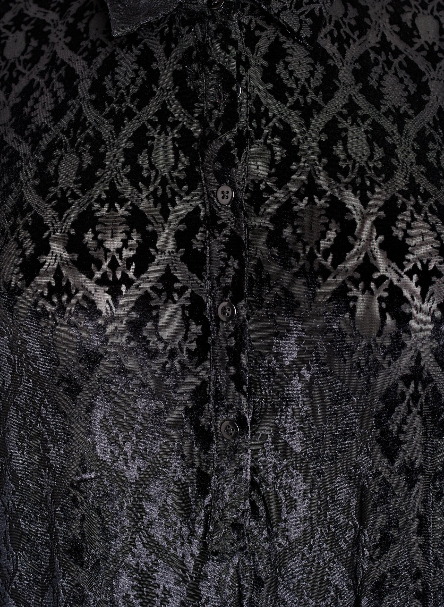 Zizzi Lyhyt mekko velourkuviolla, Musta, Packshot image number 2