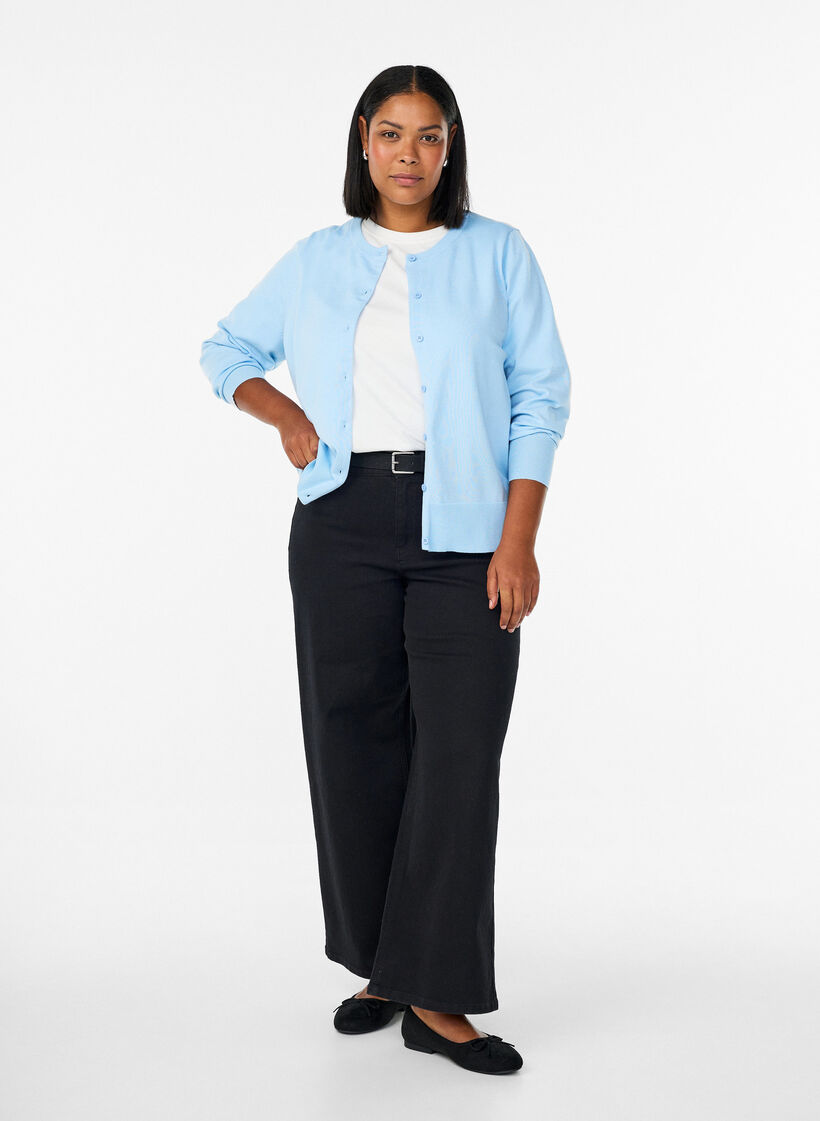 Hienoneulottu neuletakki py&ouml;re&auml;ll&auml; p&auml;&auml;ntiell&auml;, Sininen, Model image number 1