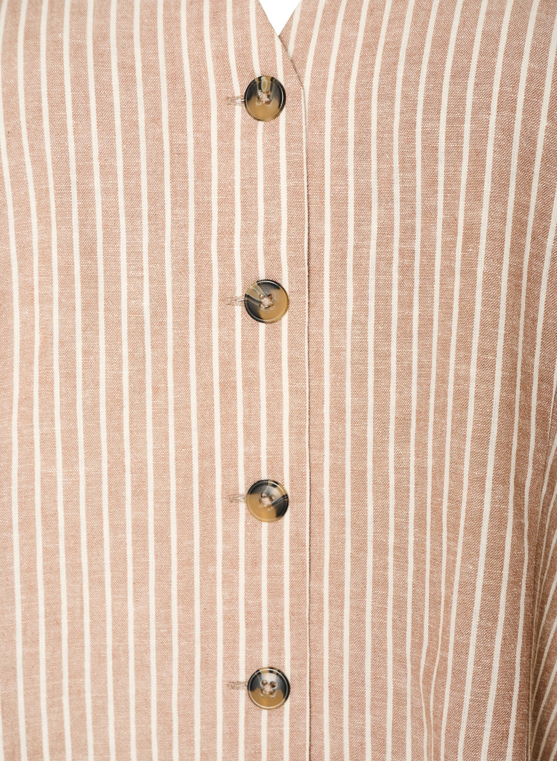 ZizziRaidallinen liivi pellavaa ja viskoosia, Beige, Packshot image number 2
