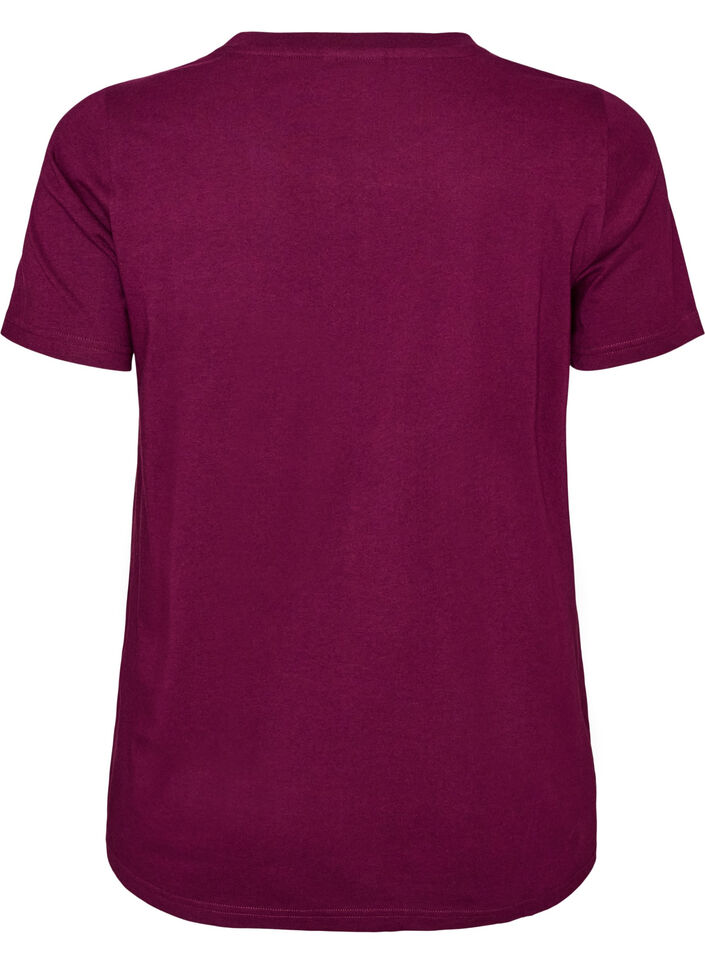 Luomupuuvillainen T-paita veluuritekstill&auml;, Violetti, Packshot image number 1