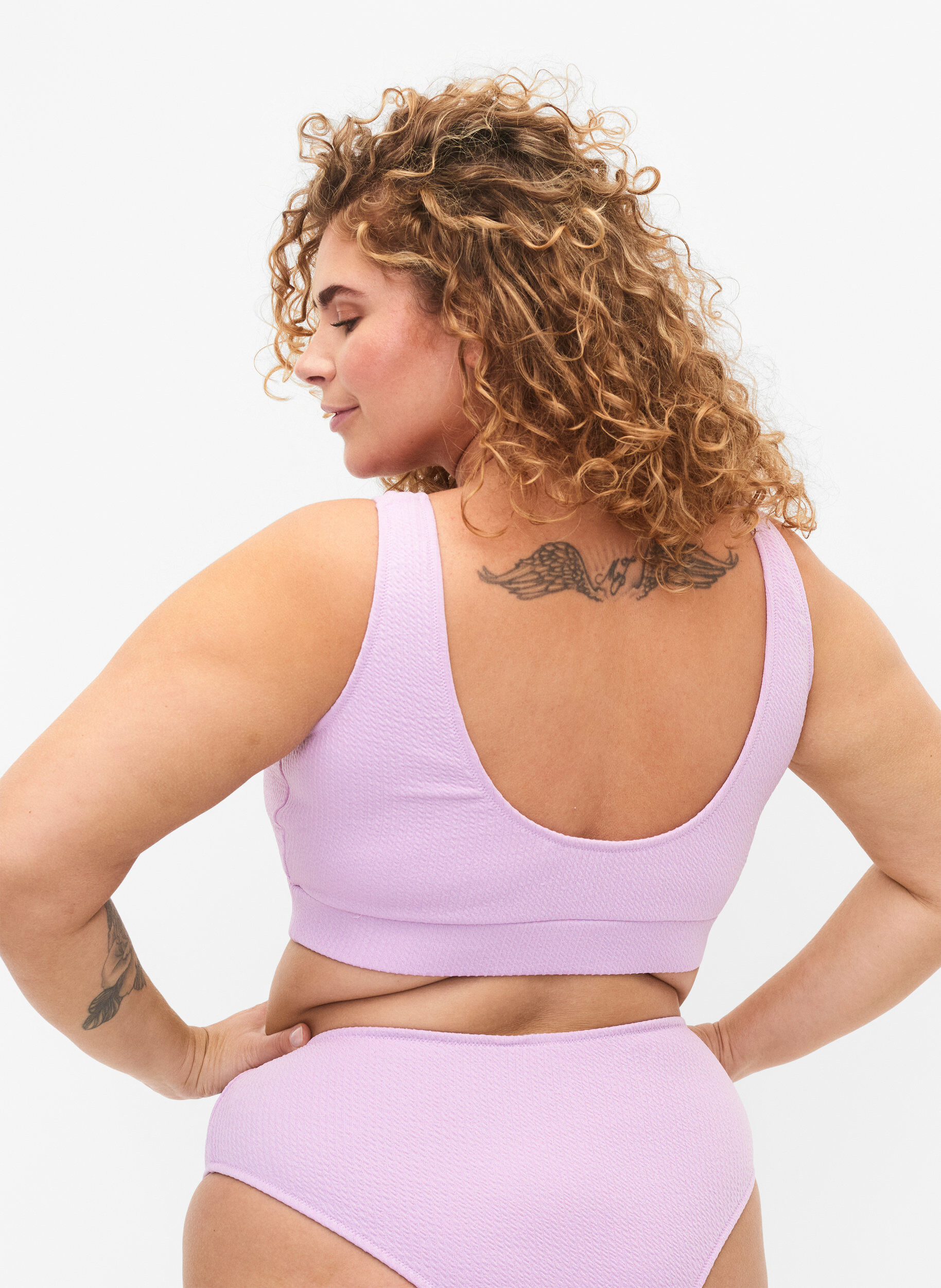 Zizzi Bikiniyl&auml;osa krepatulla tekstuurilla, Orchid Bouquet, Model image number 1