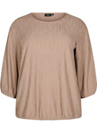 Pusero tekstuurilla ja 3/4-hihoilla, Ruskea