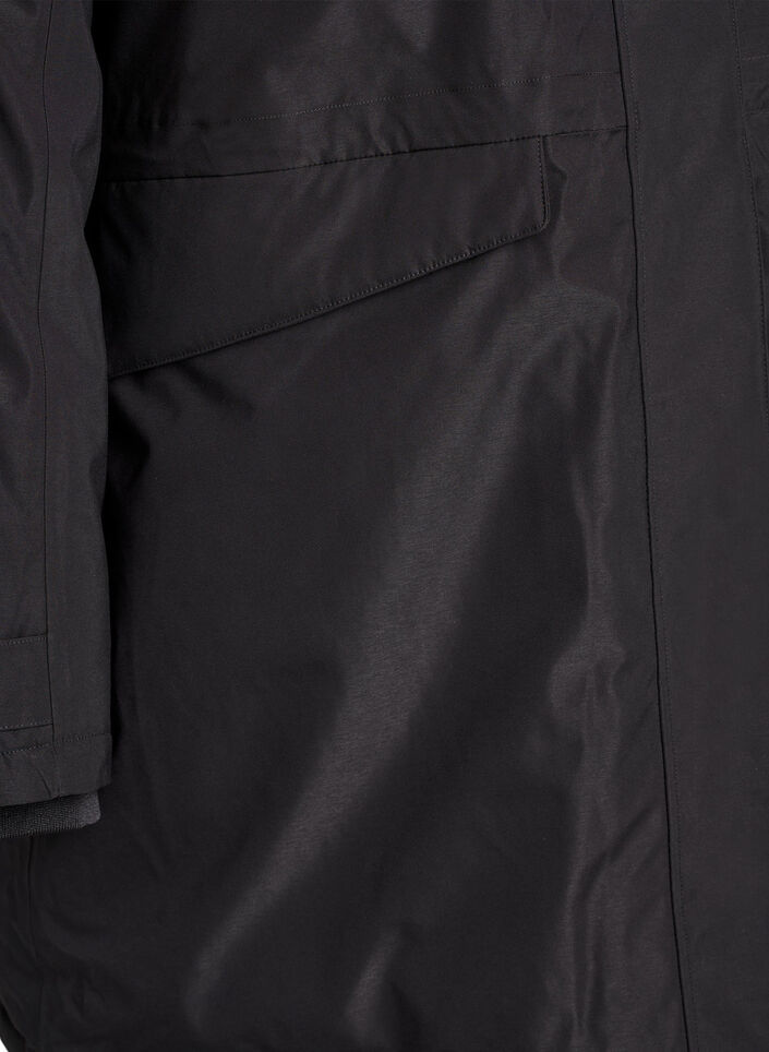 Vettähylkivä parka hupulla ja käytännöllisillä yksityiskohdilla, Musta, Packshot image number 3