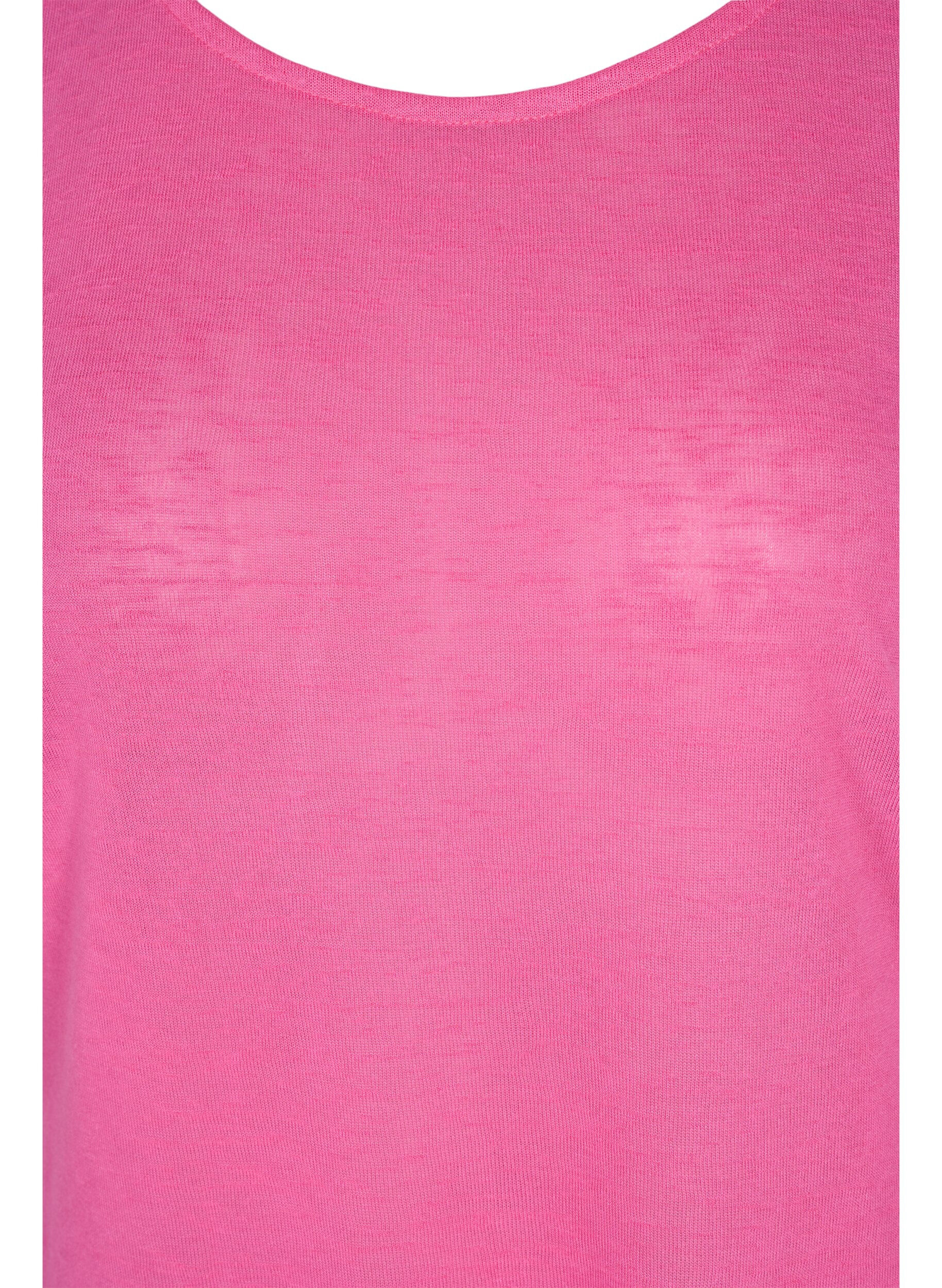 Zizzi Toppi tekstuurilla ja py&ouml;re&auml;ll&auml; p&auml;&auml;ntiell&auml;, Shocking Pink, Packshot image number 2