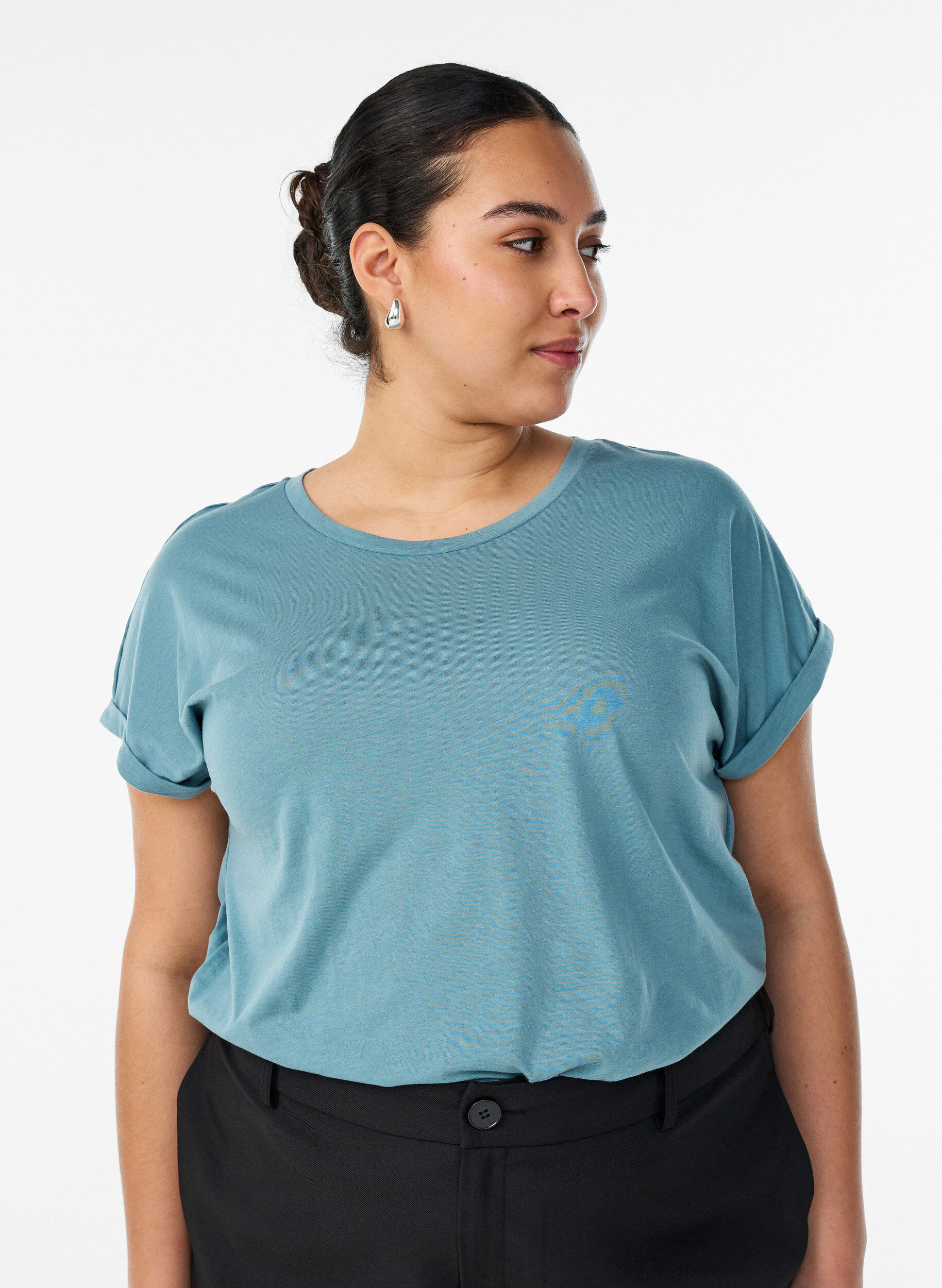 Lyhythihainen t-paita puuvillasekoitteesta, Sininen, Model