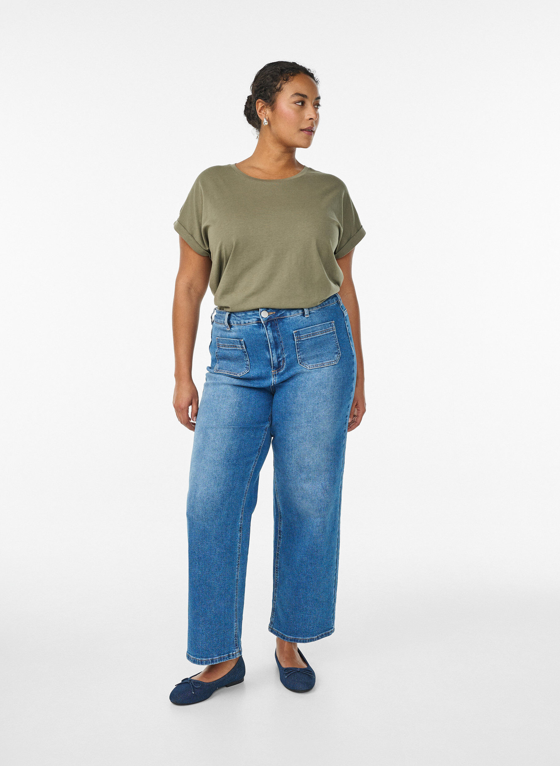 Zizzi Lyhythihainen t-paita puuvillasekoitteesta, Vihre&auml;, Model image number 1