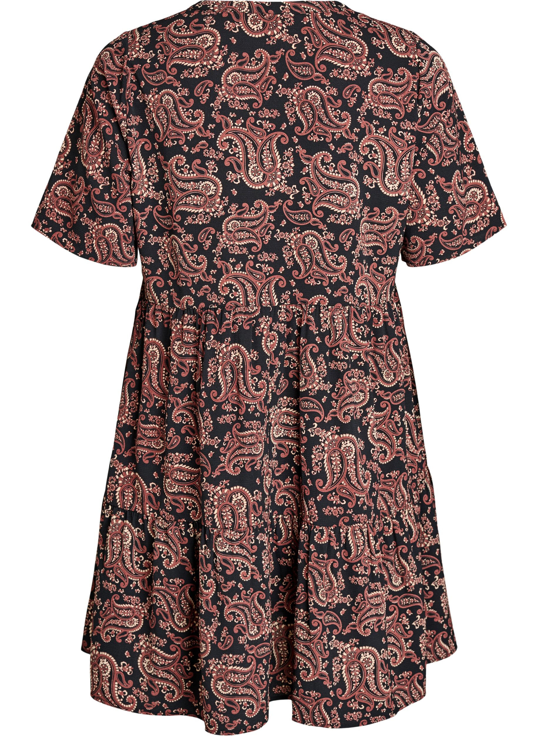 Zizzi Lyhythihainen A-linjainen mekko, jossa on leikkauslinja, Musta, Packshot image number 1