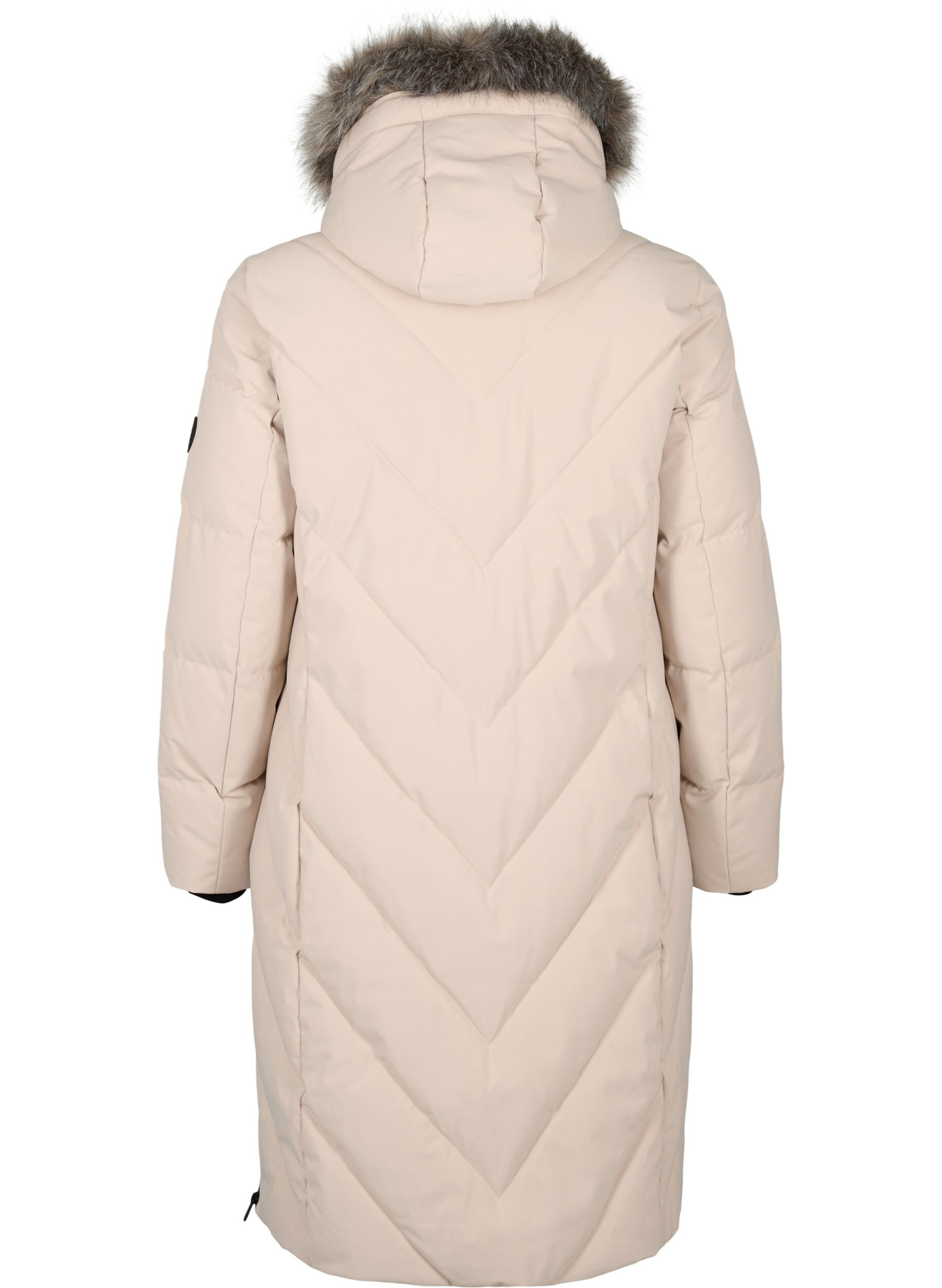 ZizziPitk&auml; talvitakki koukku-kiinnityksill&auml; ja tekoturkiskauluksella, Beige, Packshot image number 1