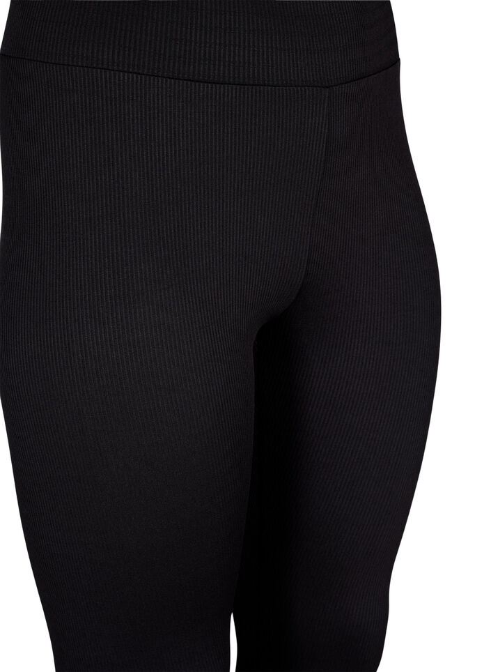 Joustavat leggingsit ribatulla rakenteella, Black, Packshot image number 2