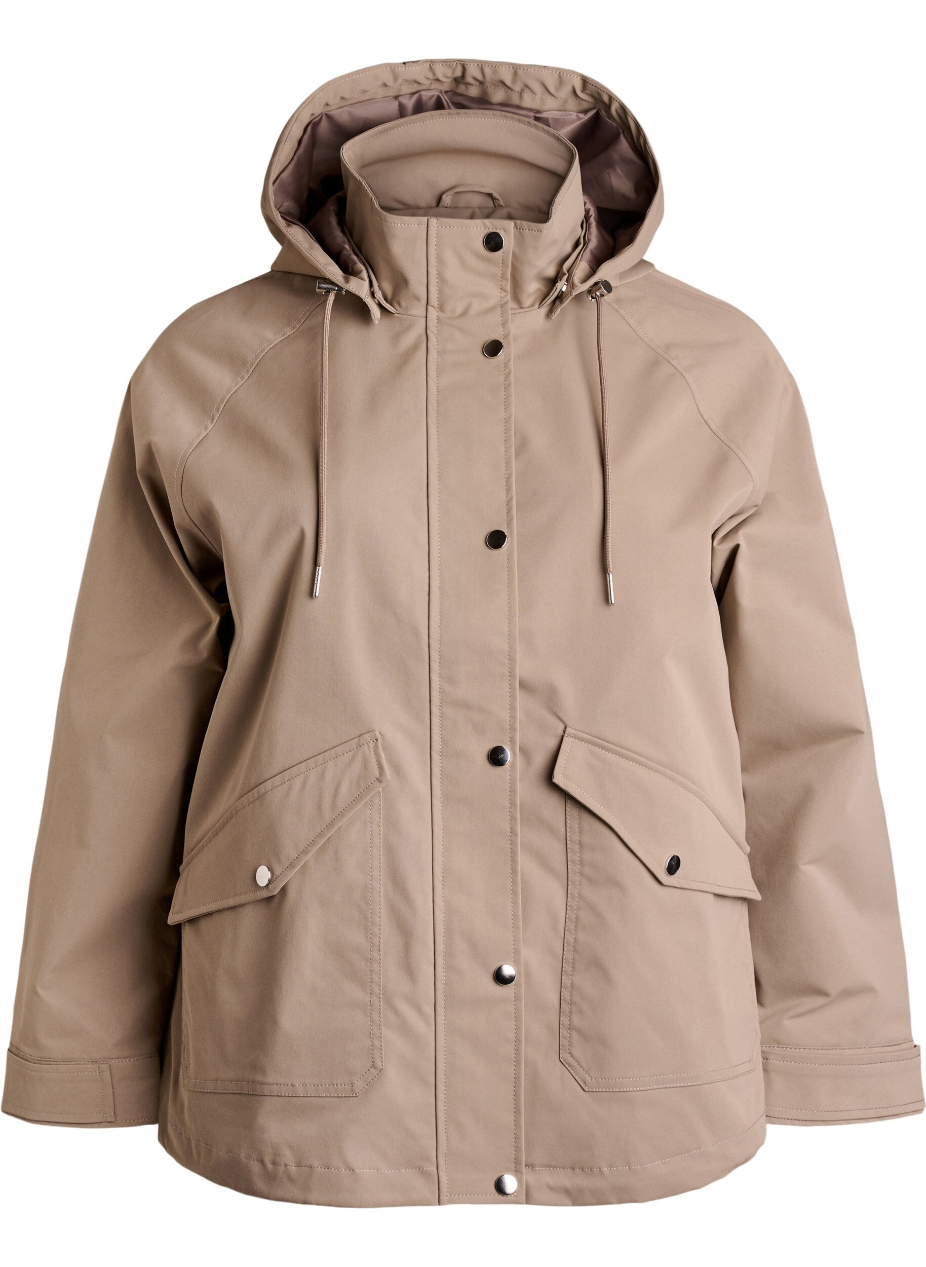 ZizziLyhyt kev&auml;ttakki irrotettavalla hupulla, Beige, Packshot image number 0