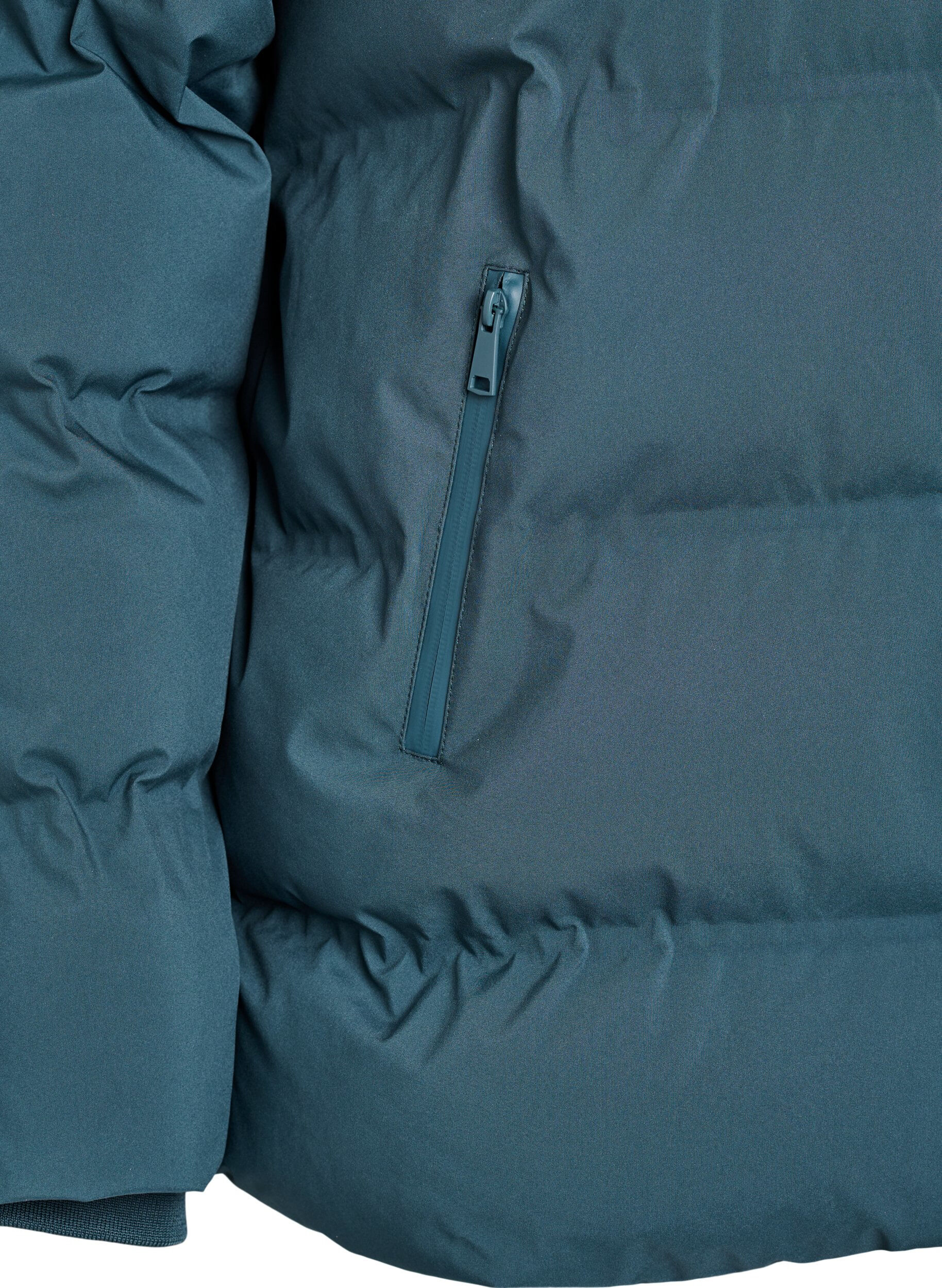 Zizzi Lyhyt toppatakki irrotettavalla hupulla, Vihre&auml;, Packshot image number 3