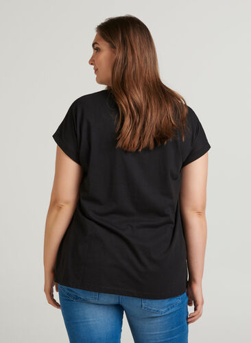 T-paita puuvillasekoitteesta, Black, Model image number 1