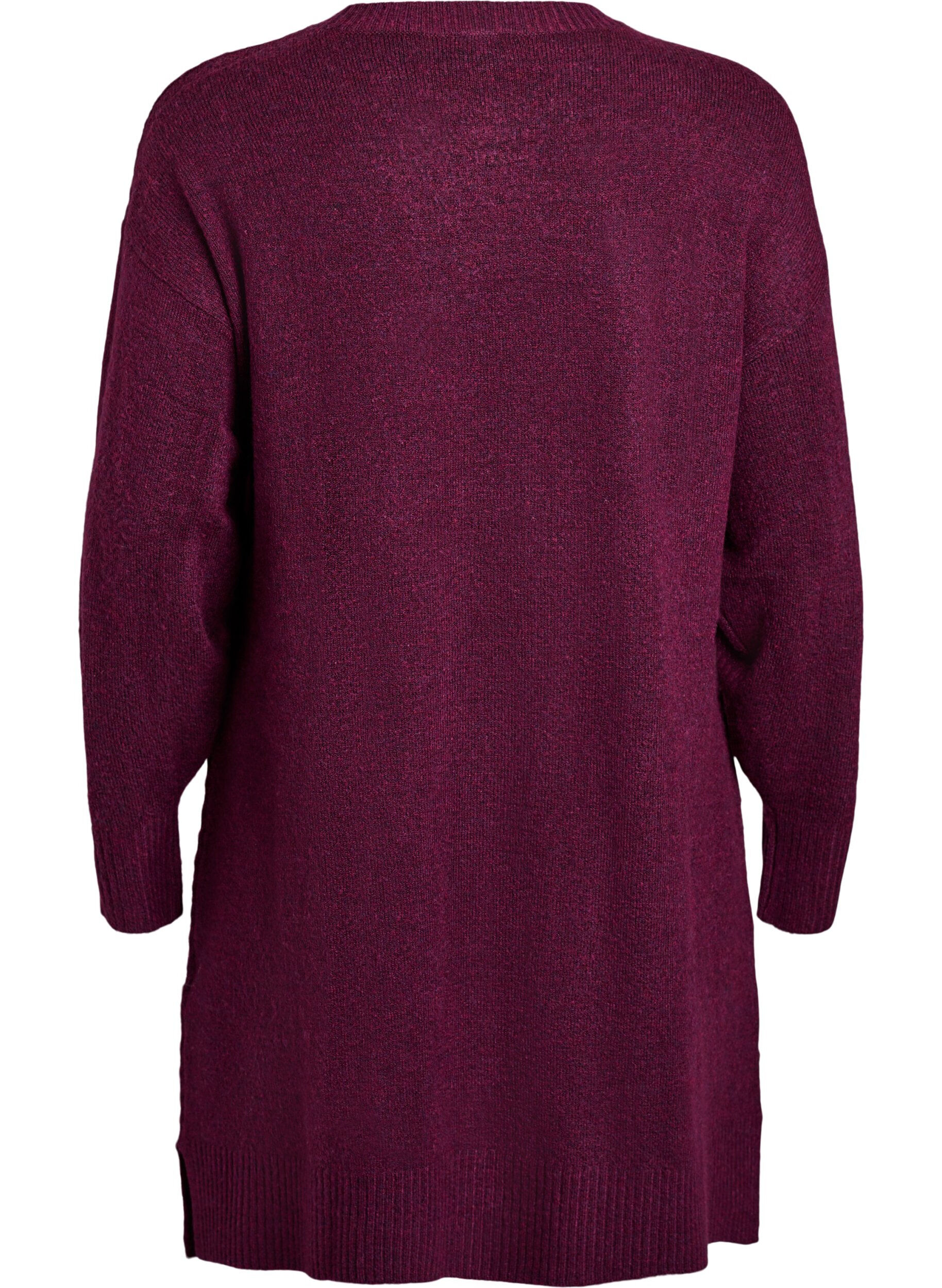 ZizziLyhyt neulemekko V-muotoisella tekstuurikuviolla, Violetti, Packshot image number 1