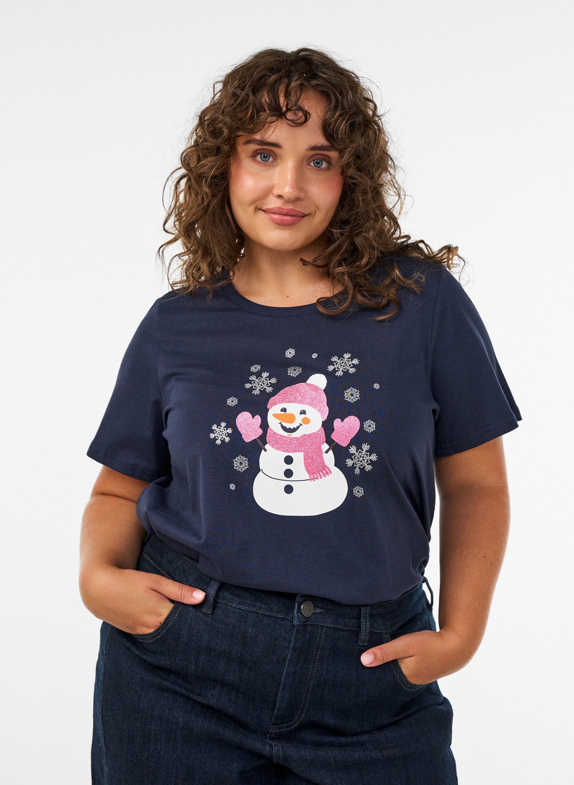 ZizziJoulupaita luomupuuvillasta, Sininen, Model image number 0