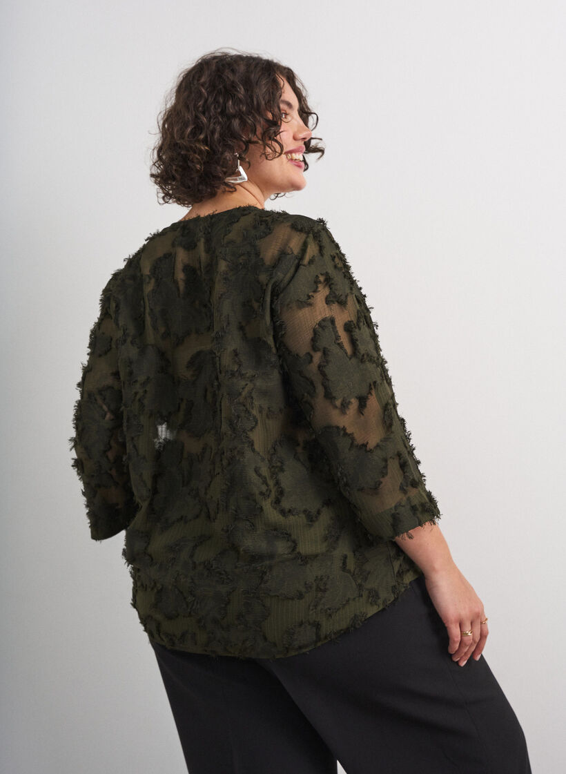Pusero hapsumaisilla langoilla ja tekstuurilla, Vihre&auml;, Model image number 2