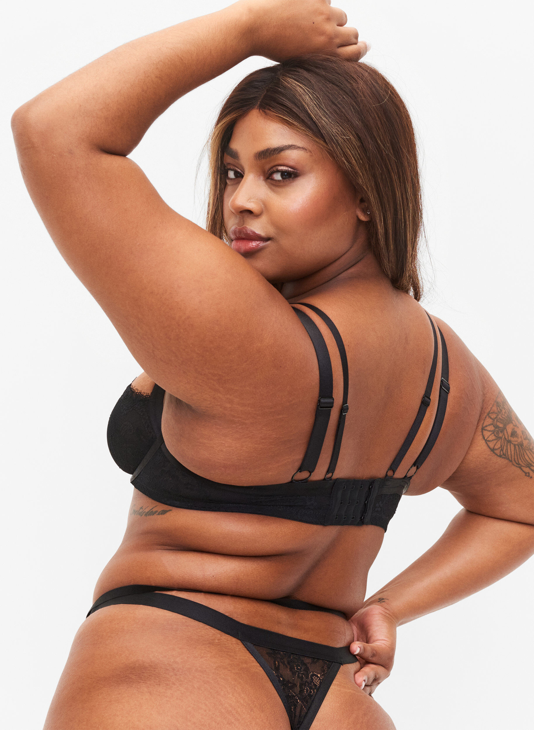 Zizzi Kaarituelliset rintaliivit nauhoilla, Black, Model image number 1