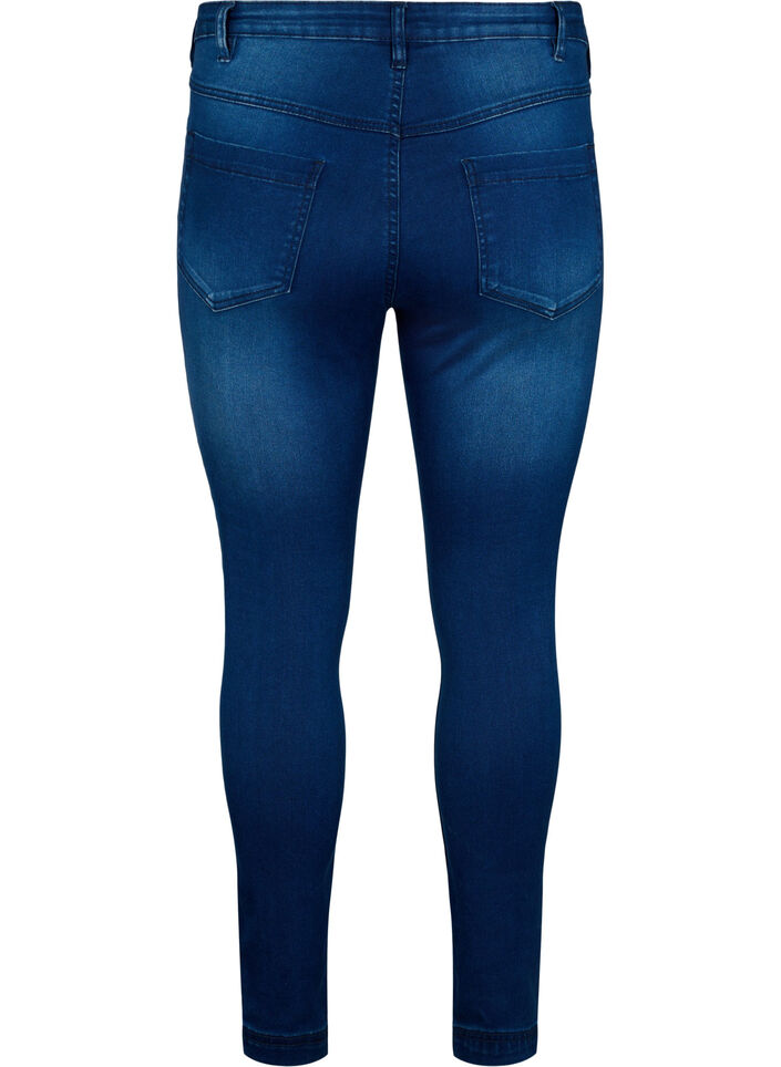 Super slim Amy-farkut korkealla vy&ouml;t&auml;r&ouml;ll&auml;, Blue Denim, Packshot image number 1