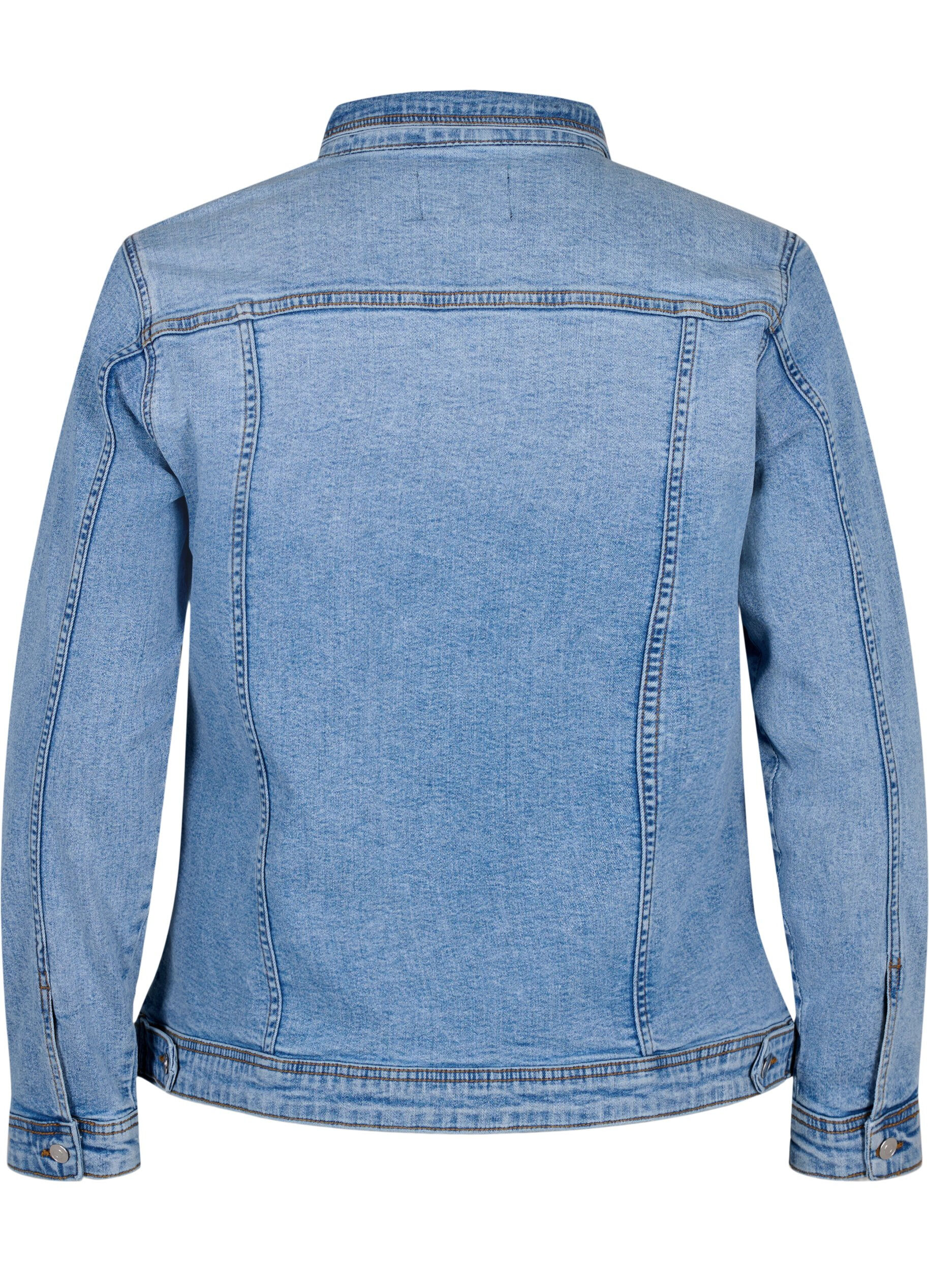 Zizzi Lyhyt puuvillainen farkkutakki, Light blue denim, Packshot image number 1
