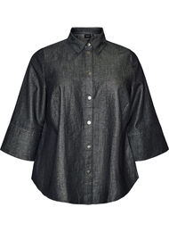 Denim-paita glitterlangalla ja 3/4-hihat, Harmaa