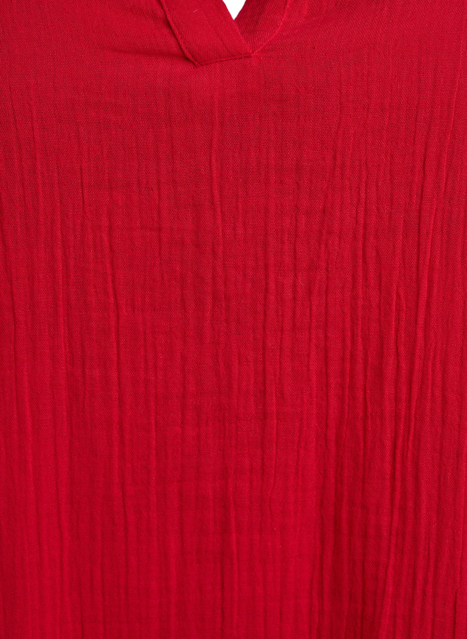 Zizzi Lyhyt A-linjainen mekko puuvillamusliinista, Punainen, Packshot image number 2