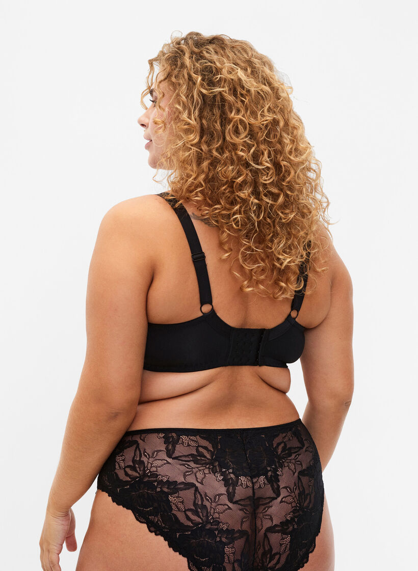 Topatut rintaliivit pitsillä ja nauhalla, Black, Model image number 1
