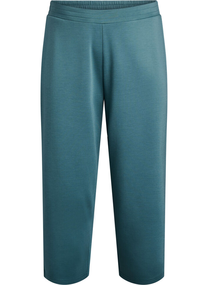 7/8-pituiset modaalisekoitehousut, joissa on taskut, Vihre&auml;, Packshot image number 0