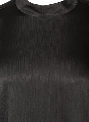 Kiiltävä pusero pitkillä puhvihihoilla, Black, Packshot image number 2