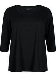 Puuvillainen perus t-paita 3/4-hihoilla, Black