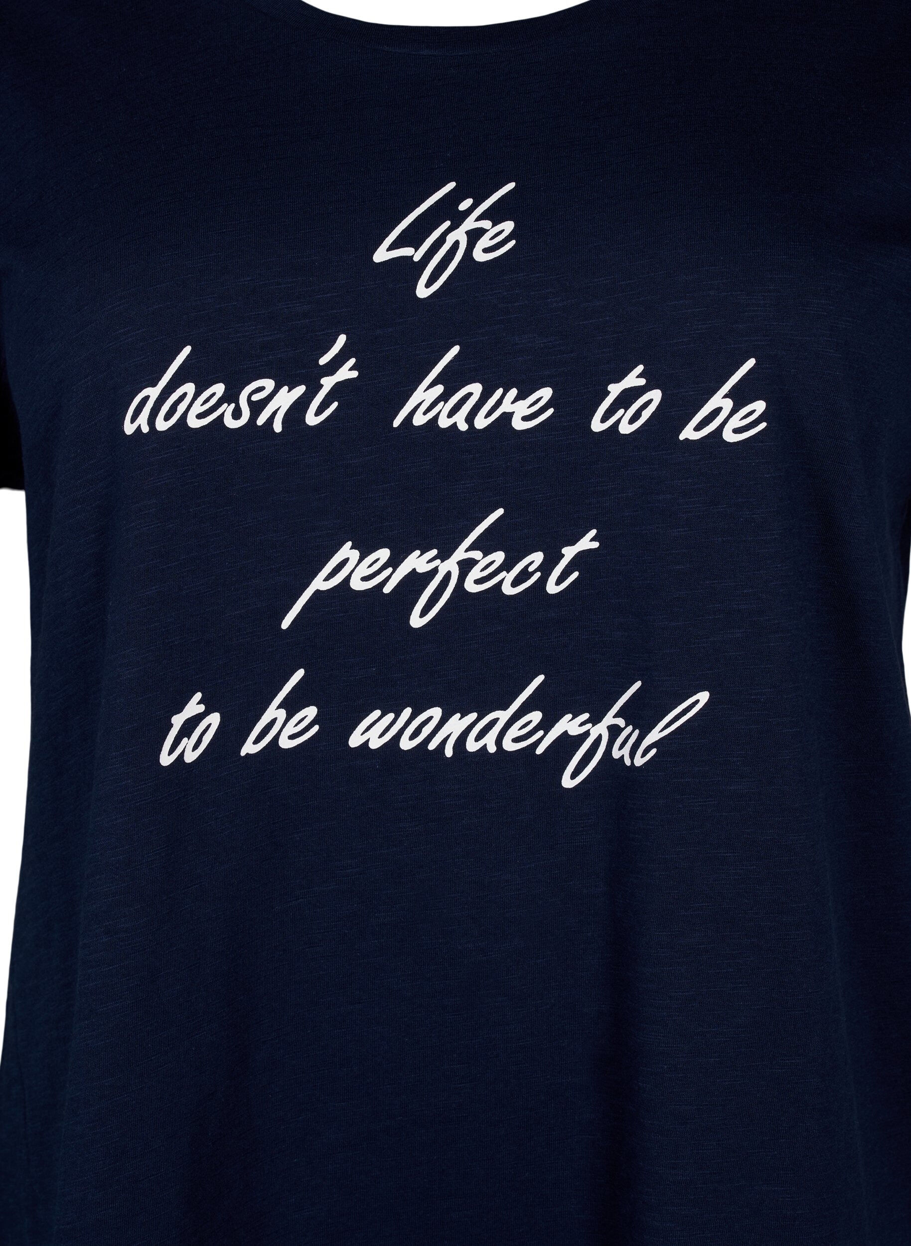 Zizzi Ekologisesta puuvillasta valmistettu t-paita painatuksella, N.Sky w. White Print, Packshot image number 2