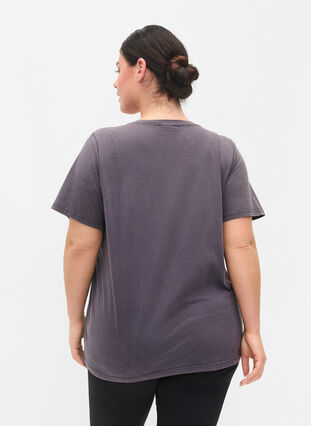 Puuvillainen happopesty t-paita koristekivillä , Dark Grey Wash, Model image number 1