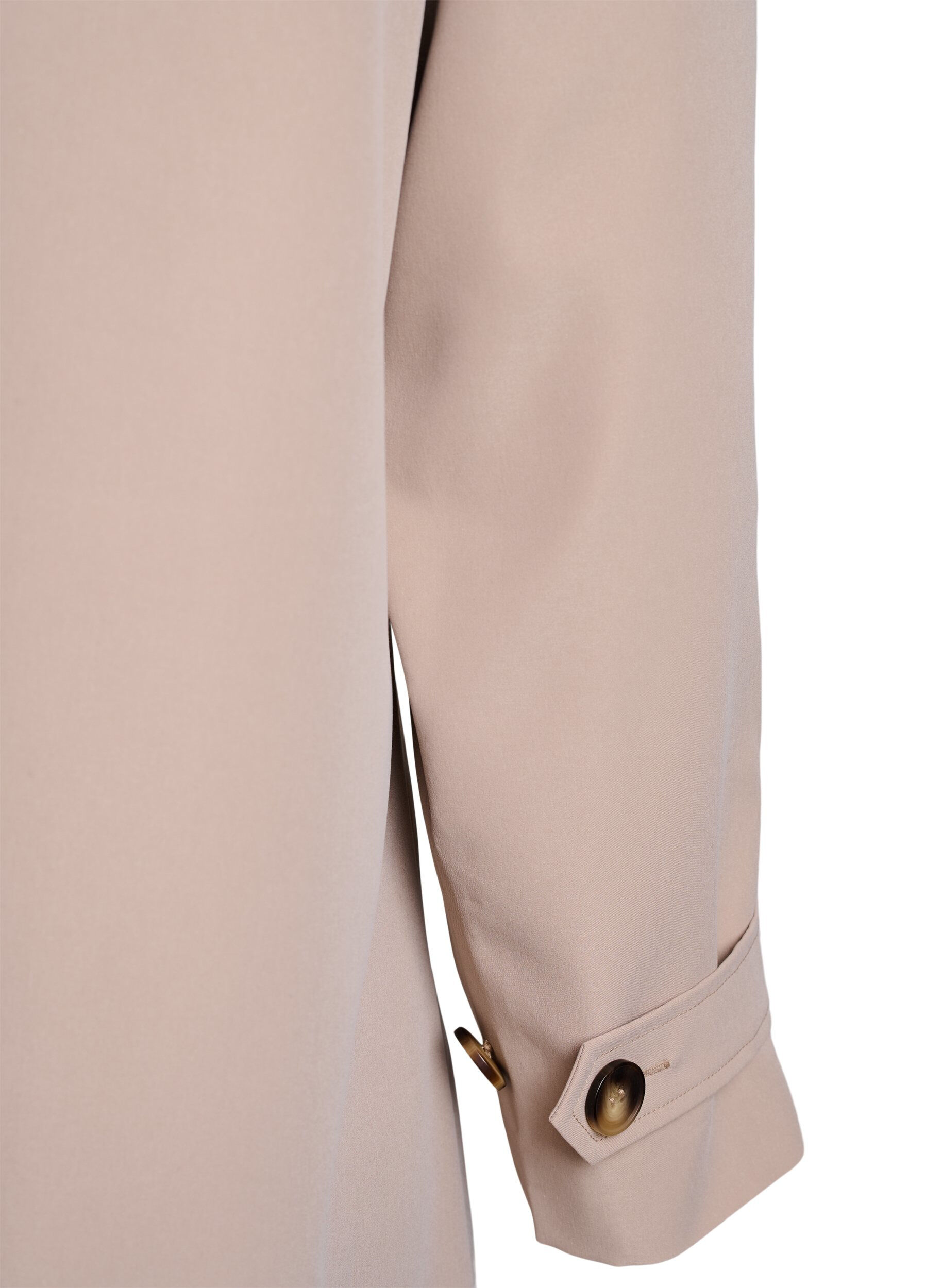 Zizzi Kev&auml;ttakki tekonahkakauluksella ja piilonapitus, Beige, Packshot image number 4