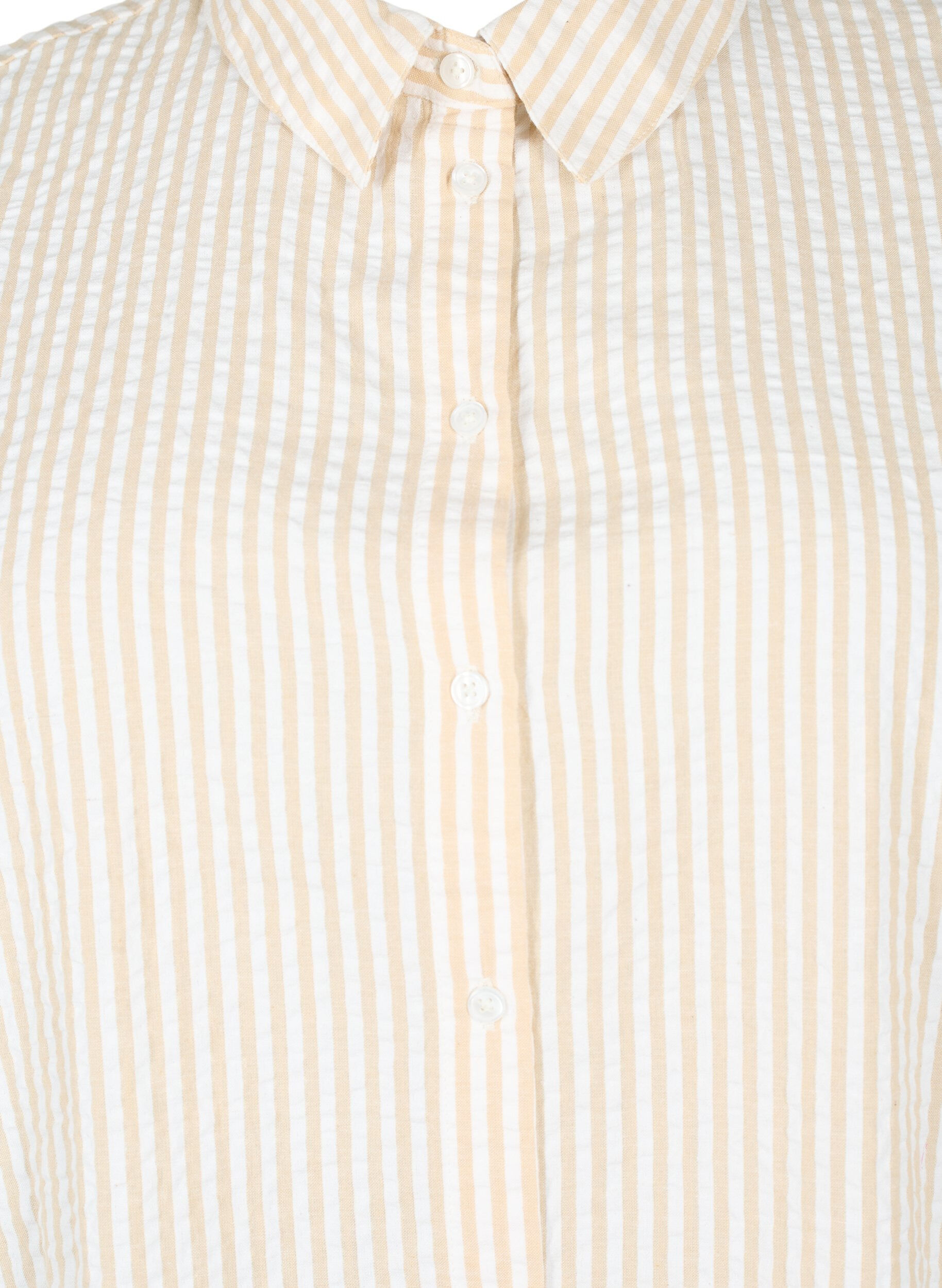 Zizzi Pitk&auml; raidallinen puuvillapaita, White/Natrual Stripe, Packshot image number 2