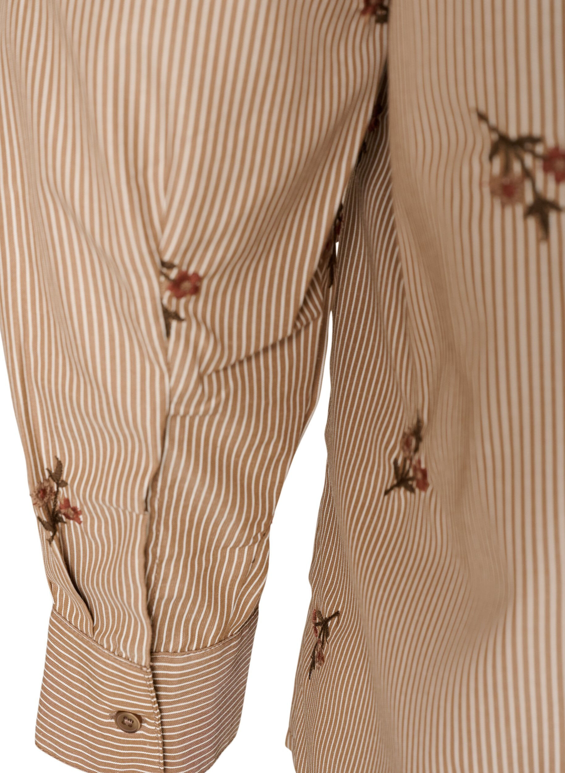 ZizziRaidallinen paita kirjotuilla kukilla, Ruskea, Packshot image number 3