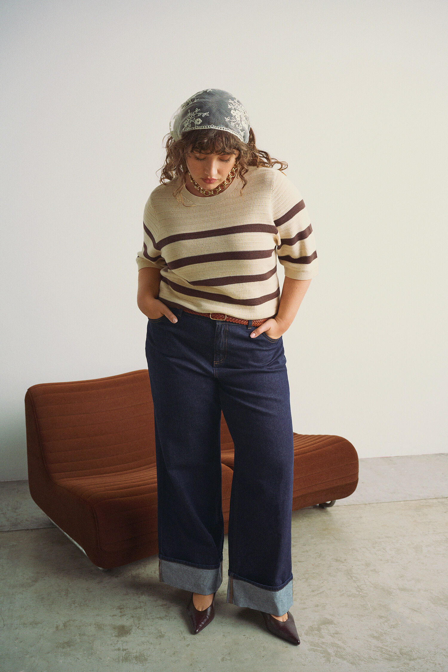 Zizzi Raidallinen neule, , Model