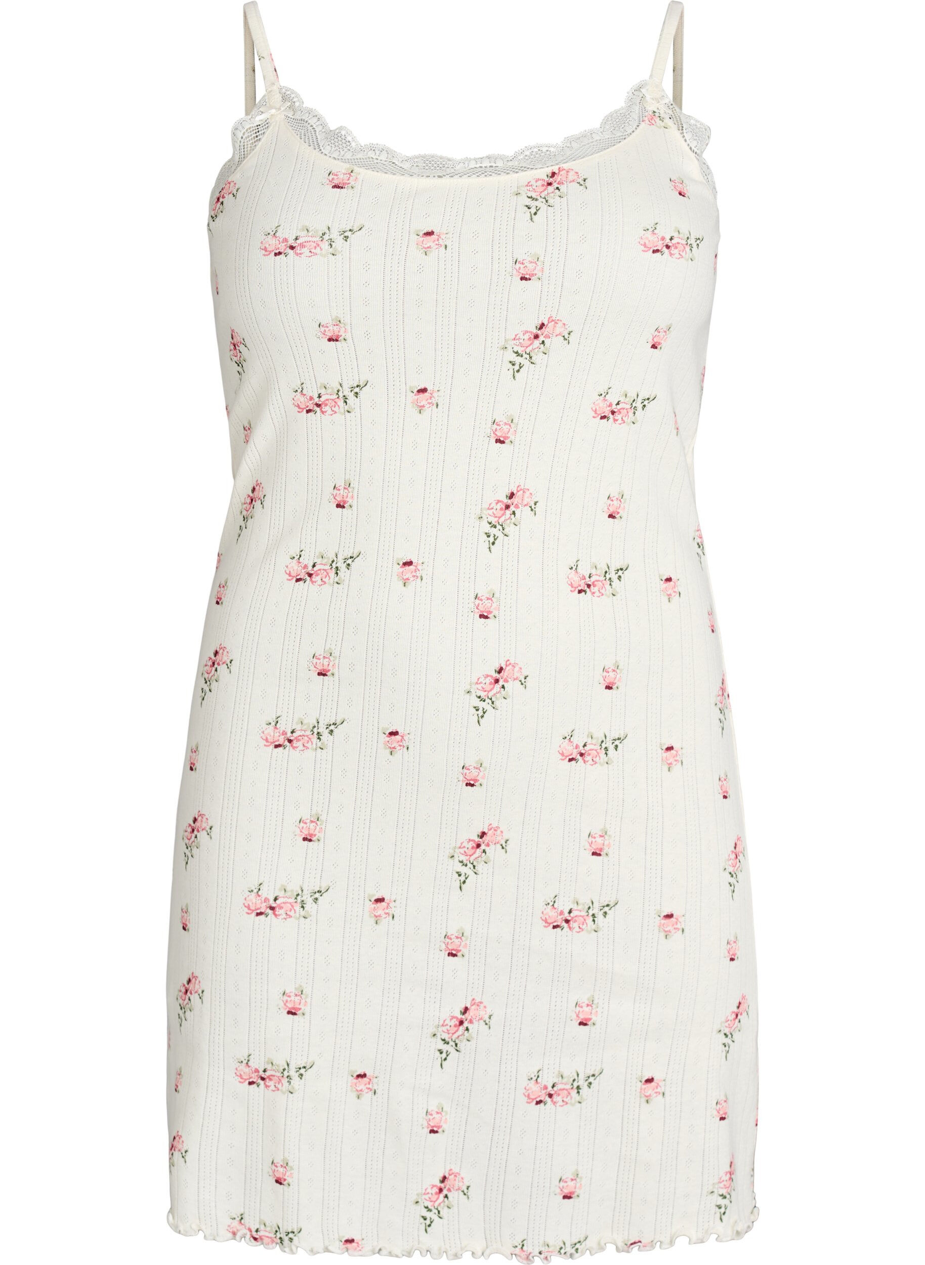 Zizzi Y&ouml;paita ohuilla olkaimilla ja kohokuvioitu kuviointi, Vanilja, Packshot image number 0