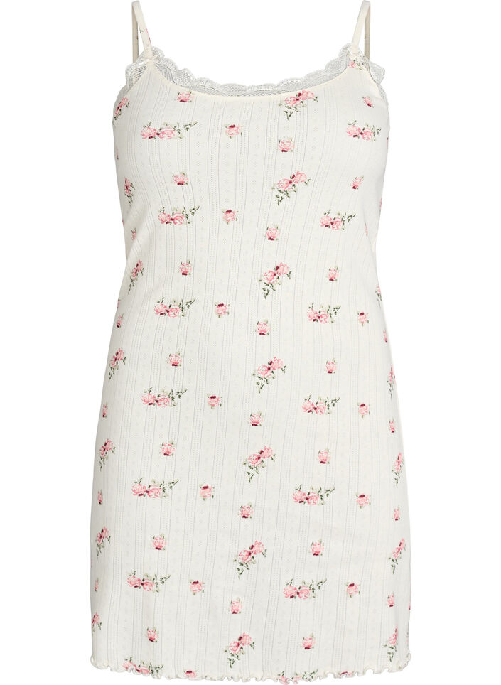 Y&ouml;paita ohuilla olkaimilla ja kohokuvioitu kuviointi, Vanilja, Packshot image number 0