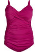 Kaariollinen uimapuku rypytysdetaljilla, Violetti, Packshot image number 0