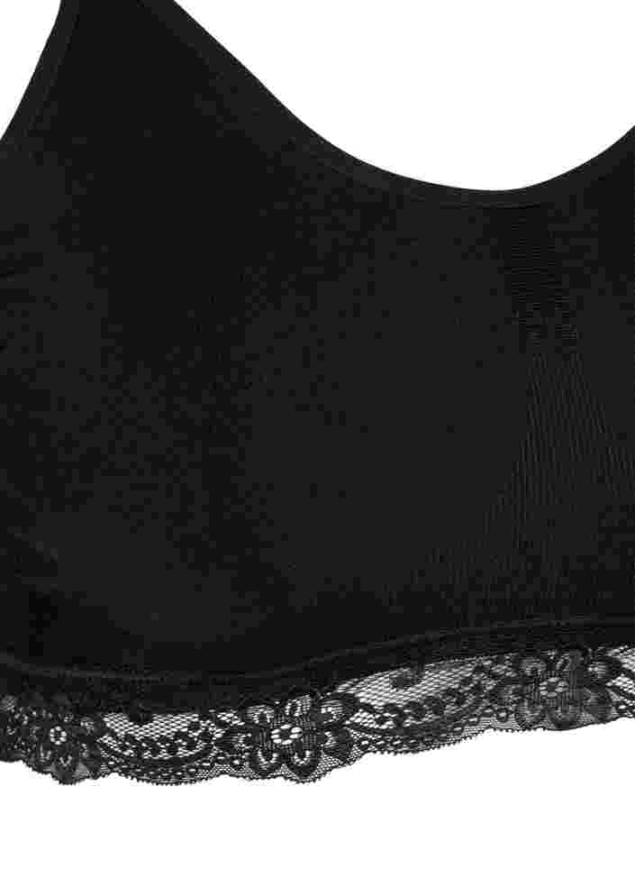 Pehmeät rintaliivit pitsireunuksella, Black, Packshot image number 2