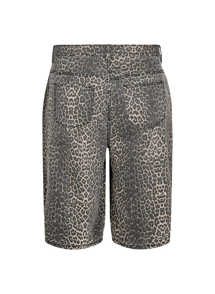 Leopardikuvioiset farkkubermudat, Ruskea, Packshot image number 1