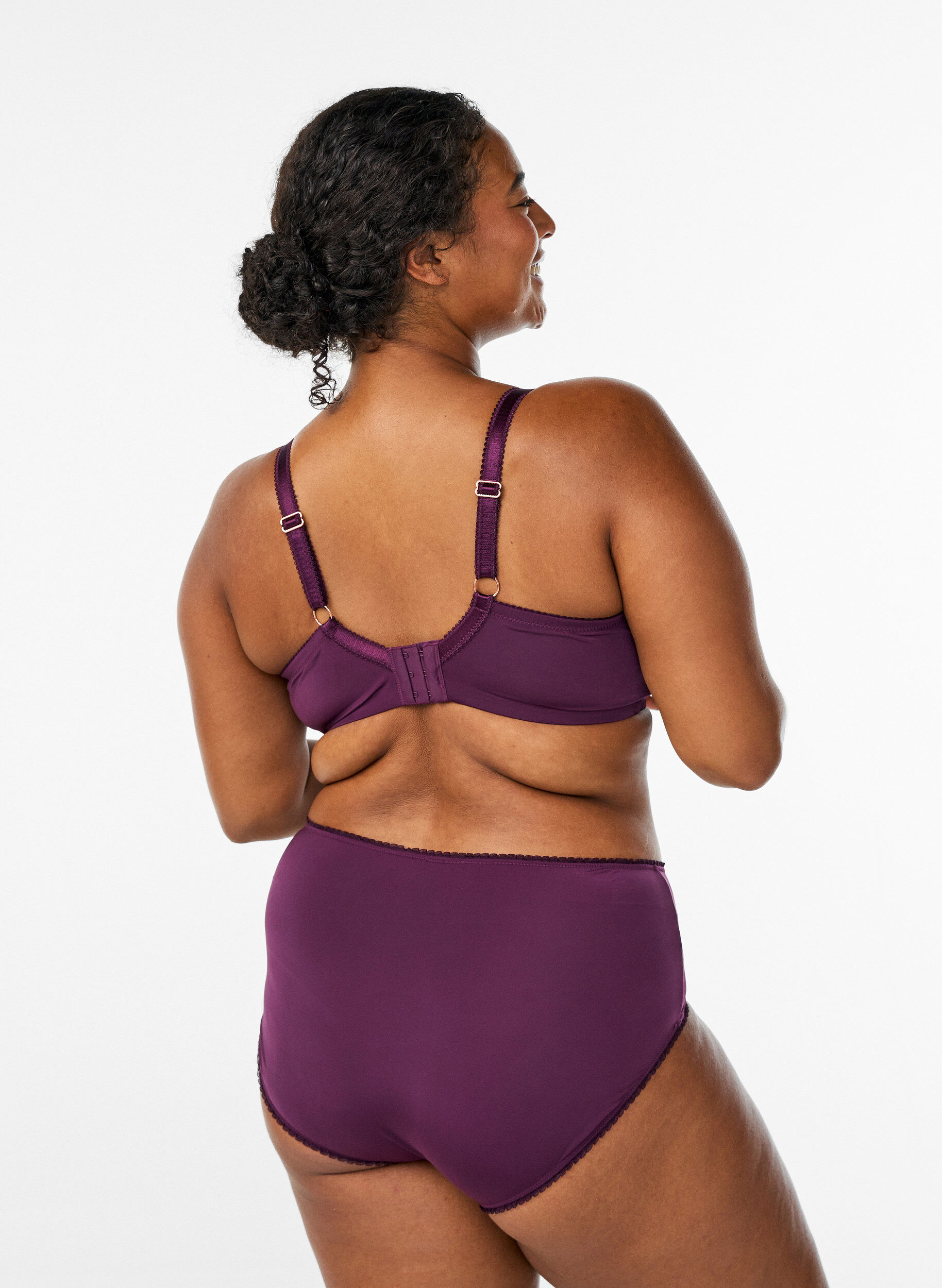 Zizzi Mikrokuituiset alushousut kukkaisin kirjailuin, Violetti, Model image number 1