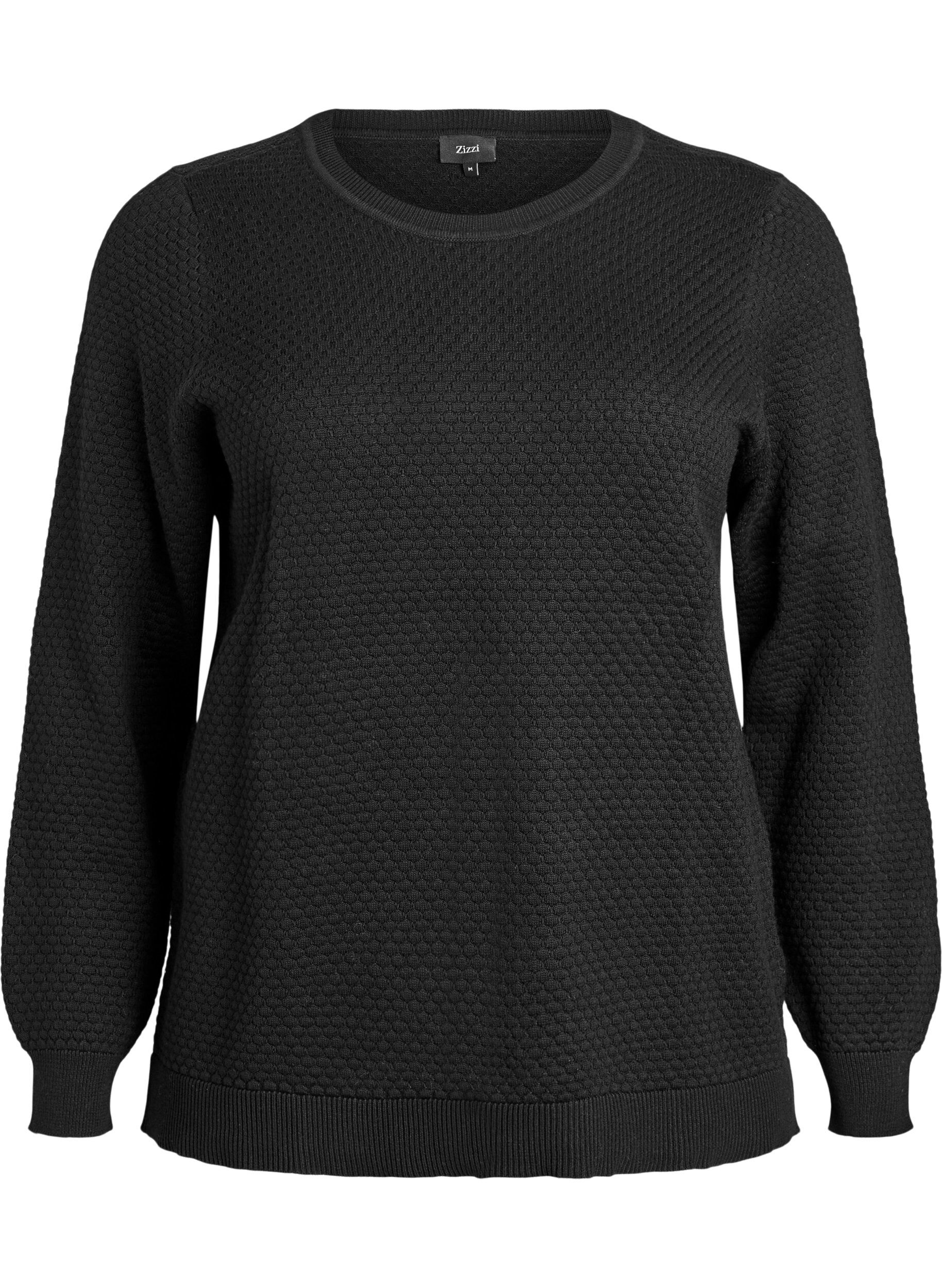 Puuvillainen neulepusero, jossa tekstuurikuvio