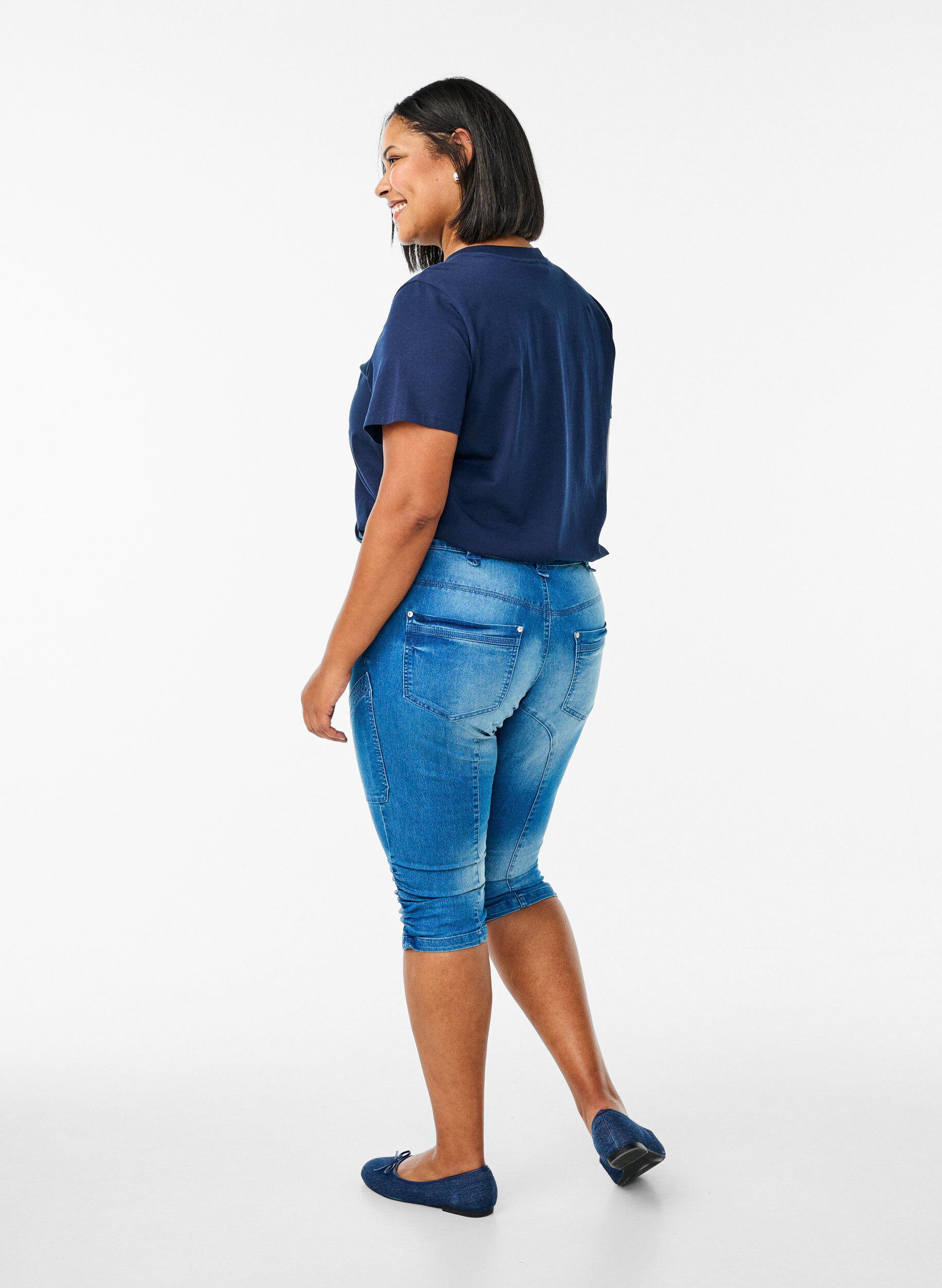 ZizziTyk&ouml;istuvat caprifarkut, joissa on taskut., Sininen, Model image number 1