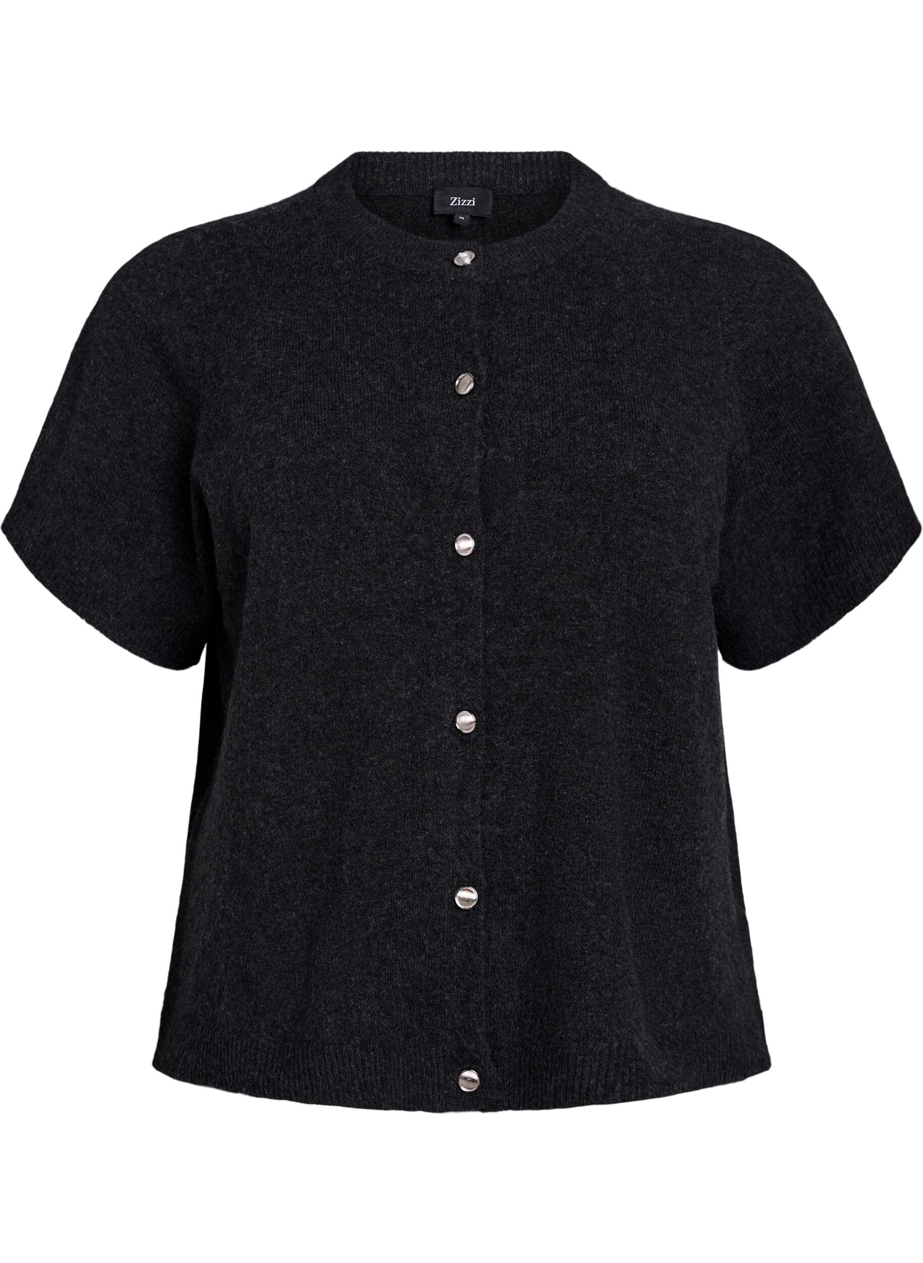 Zizzi Lyhythihainen neuletakki, Harmaa, Packshot image number 0